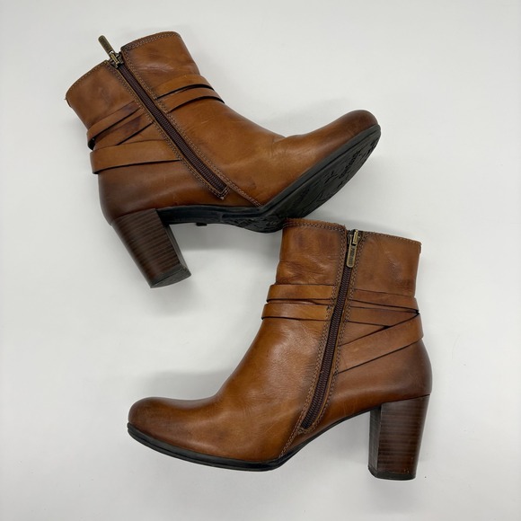 Pikolinos Verona‎ Tassle Ankle Boots Size 6 Brown Cuero Leather Strap Buckle - Picture 2 of 6